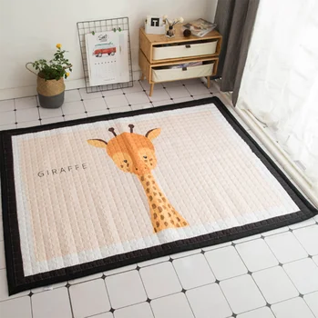  Hayvanlar Bebek emekleme paspası Çocuk Yatak Odası Oturma Odası Fil Tilki Ayı Zürafa 195×145Cm Polyester emekleme paspası