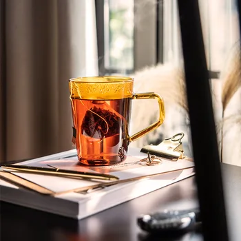  Renkli Cam meyve suyu fincanı Vintage İçecek Kahve Kupa Basit Borosilikat çay bardağı Isıya Dayanıklı İçecek su bardağı