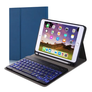  IPad Klavye iPad kılıfı,Pro9.7,Hava 1/2, 10.2, 11 Arkadan Aydınlatmalı Ayrılabilir Sessiz Bluetooth Klavye-Folio Kapak-7 Renk Arka ışık