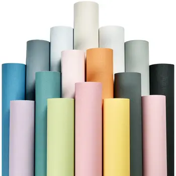  Modern Macaron Katı Renkler Yatak Odası Duvar Kağıdı PVC Su Geçirmez Kendinden Yapışkanlı Vinil yapışkan kağıt Ev Sopa Dekor duvar çıkartmaları