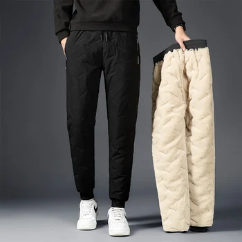  2022 Kış Erkek Lambswool Sıcak Kalınlaşmak Sweatpants Erkekler Moda Jogger Su Geçirmez rahat pantolon Erkekler Marka Artı Polar Pantolon 6XL