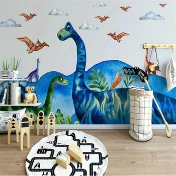  Iskandinav Modern Karikatür Dinozor Dünya çocuk Odası arka plan duvar kağıdı 3D Oturma Odası yatak odası dekoru Duvar Kağıdı 3D