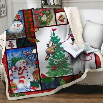  Merry Christmas Ağacı Kardan Adam Battaniye Peluş Atmak Sherpa Battaniye Yatak kanepe kılıfı Yumuşak Yatak Piknik Seyahat Şekerleme Battaniye
