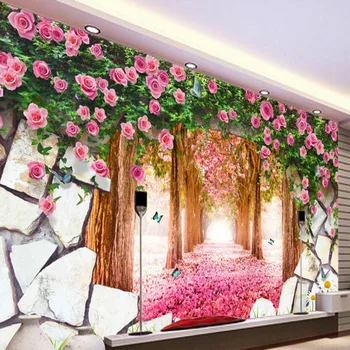 Sakura Çiçek Duvar Oturma Odası TV Arka Ev Duvar Dekoratif Manzara Duvar Kağıdı Özel 3D Kiraz Çiçeği Çiçek Duvar Resimleri
