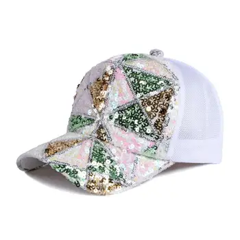  2021 Polyester Sequins Casquette beyzbol şapkası Ayarlanabilir Snapback Şapka Kadınlar için 103