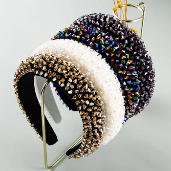  Yeni Kristal Bantlar Moda Saç Çember Bantları Çerçeve Lüks Rhinestones Sünger Hairbands Kadın saç aksesuarları Headdress