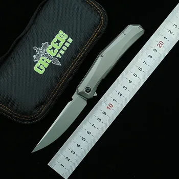  Yeşil Diken Mini Farsça D2 Çelik Titanyum Alaşım Kolu Katlanır Bıçak Açık Kamp Survival Mutfak Bıçağı EDC Maket Bıçağı