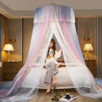  Yatak Gölgelik Çift Renk Asılı Cibinlik Prenses Yatak Çadır Perde Katlanabilir Gölgelik Yatak Zarif Peri Dantel Dossels