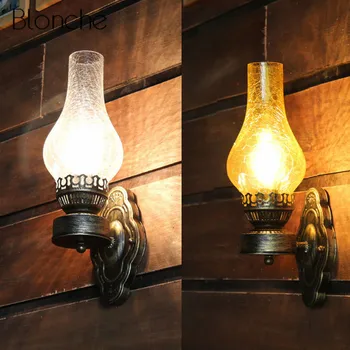  Rustik Demir Duvar Lambası Eski Sanayi Dekor Aplik Gazyağı Duvar ışıkları Ev Yatak Odası aydınlatma armatürleri Bar / Merdiven Armatür