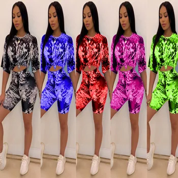  Bayanlar Moda Yaz kadın Mini İki parçalı Set Yeni Sıcak Satış Baskılı Gevşek Rahat kısa kollu tişört Renk Seti