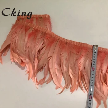  Güzel 2 Metre karpuz Doğal Tavuk Horoz Kuyruk Tüyleri Düzeltir Şerit Düğün Parti Giyim için dantel şeritler DIY 20-25cm