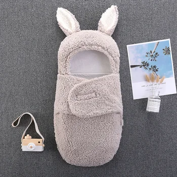  Yenidoğan Bebek Erkek Kız Battaniye Sevimli Peluş kundak battaniyesi Ultra Yumuşak Kabarık Tavşan Çocuklar Uyku Tulumu Pamuk yumuşak yatak seti