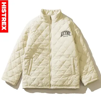  HİSTREX Marka Kış Parkas Ceketler Erkekler Ceketler Argyle Kontrol Polar Mont Sıcak Giyim Standı Yaka Ceket Rahat Erkek Giyim