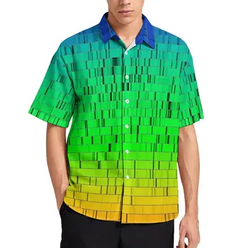  Soyut Gün Batımı Rahat Gömlek görünür ışık baskı plaj Gevşek Gömlek Hawaiian Streetwear Bluzlar Kısa Kollu Grafik Büyük Boy Üst