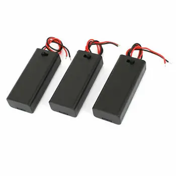  3 Adet Siyah Plastik Açma-Kapama Düğmesi 2 Kablo 2 x 1.5 V Pil Kutusu Kasa