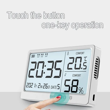  Elektronik Dijital Termometre Sıcaklık Nem Ölçer Yüksek Hassasiyetli Hava İstasyonu Higrometre çalar saat LCD Ekran