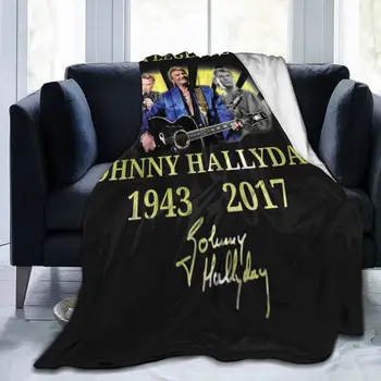  Kaliteli Anıt Johnny Hallyday Battaniye Ev Dekorasyon İçin Yumuşak Rahat Pazen Battaniye ve Atar