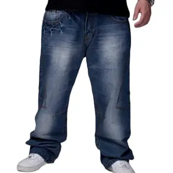  Erkek Kot Geniş Bacak Kot Pantolon Gevşek Hip Hop Kaykay Kot Düz Pantolon Harem dökümlü pantolon Erkek Giysileri