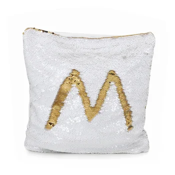  10 adet süblimasyon altın ve beyaz Pullu minder örtüsü boş ısı basın transferi yastık örtüsü Parlayan Yastık kılıfı