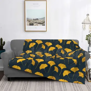  Sarı Ginkgo Yaprakları Desen Battaniye Moda Özel Ginkgo Yaprağı Yaprakları Çiçek Desen Doğa Geometrik