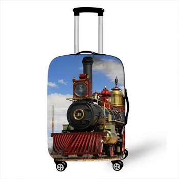  buharlı tren lokomotif baskı bagaj kapağı elastik seyahat tekerlekli çanta kapakları anti-toz bavul kılıfı için 18-32 inç