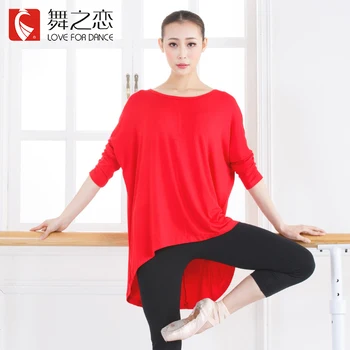  D0820 Modern Dans Bluz Uzun Kollu Gevşek Yoga Kadın Yetişkin Dans Elbise Üst
