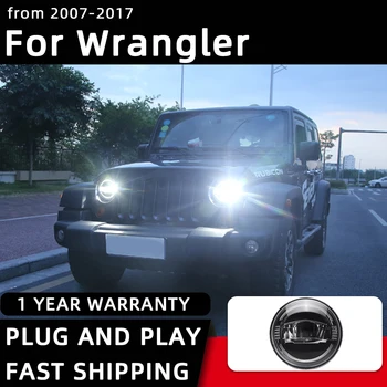  Araba Styling Farlar Jeep Wrangler için LED Far 2007-2017 Kafa Lambası DRL Sinyal Projektör Lens Otomotiv Accesso