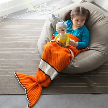 2019 Sıcak satış Örme Mermaid Kuyruk Battaniye Çocuk Mermaid Battaniye Örgü Kaşmir Gibi TV kanepe battaniyesi