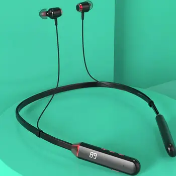  Manyetik Kablosuz Halter Bluetooth Kulaklık Spor Koşu Kulaklık 9D Ağır Bas LED dijital ekran Gürültü Azaltma Kulaklık