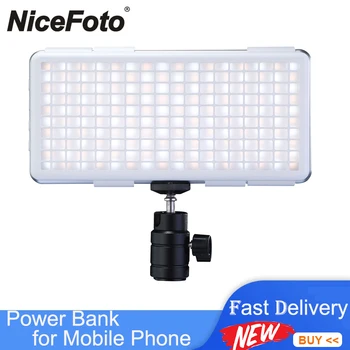  NiceFoto SL-120A 12 W Cep LED Video ışığı 160 adet LED Boncuk SKK 3200 K-6500 K Bi-renk Dolgu ışığı Cep Telefonu için Güç Bankası olarak
