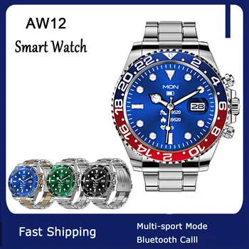  Moda Iş Yeni akıllı saat Erkekler Bluetooth Çağrı Kalp Hızı Bilek dijital saatler Su Geçirmez Spor Spor Smartwatch AW12