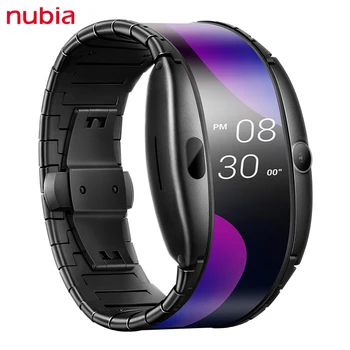  Nubia Alfa Akıllı Telefoon Horloge Flexibele Scherm Snapdragon Bluetooth Bellen akıllı spor takip saati İçin Xiaomi