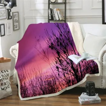  Gece Manzara yatak battaniyesi Ağacı Orman özel battaniye 3D Galaxy Gezegen Atmak Battaniye Doğa Güzellik