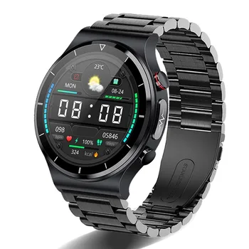  E88 Sağlık akıllı saat Erkekler EKG PPG Vücut Sıcaklığı Kan Basıncı Kalp Hızı IP68 Su Geçirmez Kablosuz Şarj Smartwatch HD