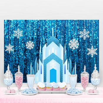  Disney Özel Dondurulmuş Buz Kar Kar Tanesi Kale Zemin Kızlar Doğum Günü Partisi Dekorasyon PrincessBaby Duş Vinil Fotoğraf