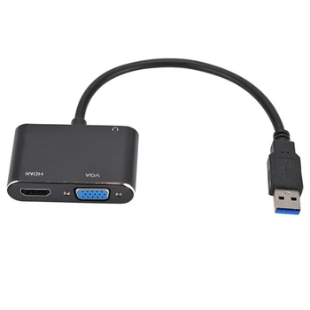  USB HDMI Uyumlu VGA 2-İn-1 Çoklu Ekran Dönüştürücü USB3.0 VGA Adaptörü Sürücü Ücretsiz 4K HD 1080P PC Notebook İçin