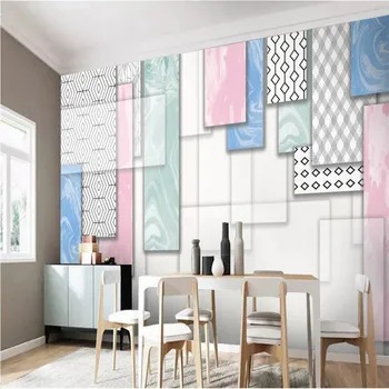  Modern Minimalist Ev Geliştirme duvar kağıdı 3D Pembe Soyut Geometrik Dikdörtgen Kanepe Arka Plan duvar resmi Duvar Kağıdı 3D