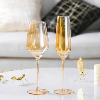  Yeni Kristal cam bardak ev dekor Kadeh Şarap Bardağı şampanya bardakları kokteyl cam Bar parti otel gözlük altın düğün cam