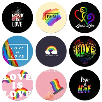  Aşk Aşk LGBT Gökkuşağı Kalp Simgeler rozet pimleri Dekorasyon Broş Metal Rozetleri Sırt Çantası Dekorasyon İçin 58mm