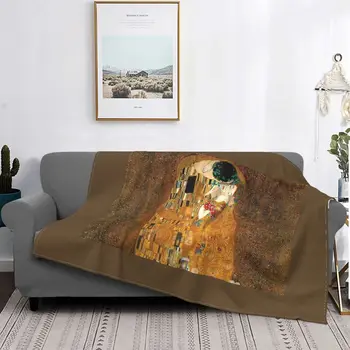  Klimt Kuss Flanell Decken Gustav Klimt Freyas Kunst Genial Decke für Bett Sofa Couch 125*100cm Bettdecken
