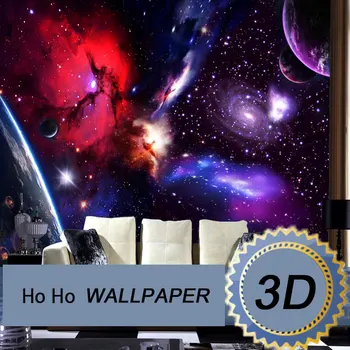  3D duvar kağıdı Yıldız Evren tema yatak odası tavan KTV bar zemin Gezegen Dikişsiz büyük duvar Özel Boyut