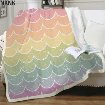  NKNK Brank Renkli Battaniye Gökkuşağı 3D Baskı Soyut Yatak Örtüsü Yatak Şerit Peluş Atmak Battaniye Sherpa Battaniye Yeni Vintage