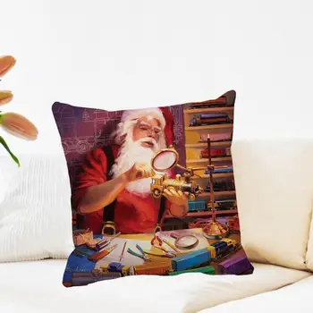  80 % HOTPillow Kapak Noel Tema Desen Polyester Şeftali Cilt Noel Baba Kardan Adam Kare Kanepe Atmak Yastık Kılıfı için Ev
