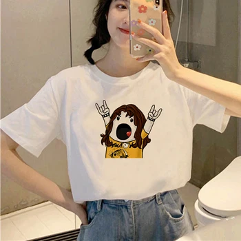  Ullzang grafikli tişört Komik Karikatür Tshirt Kadın Üst Tee vintage tişört Moda O Boyun Tshirt Kadın