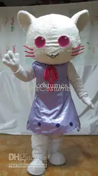  Yeni Yetişkin Profesyonel mor kedi Maskot Kostüm Partisi Noel süslü elbise Cadılar Bayramı Maskot Kostüm Ücretsiz Gemi