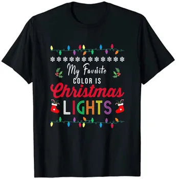  En sevdiğim renk Noel ışıkları Tee komik Noel hediyeleri T-shirt