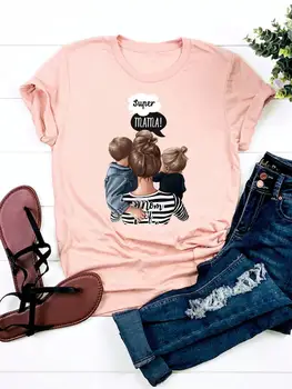 2023 Grafik T-shirt Moda 90s Anne Tatlı Güzel Tarzı Baskı T Shirt Kısa Kollu Bayan Giyim Kadın Temel Tee Üst Giyim
