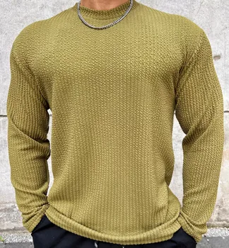  Moda Erkek Uzun Kollu T-Shirt O-Boyun Katı Rahat Bahar Sonbahar Tees Erkek Gömlek Gevşek Büyük Boy Üstleri Streetwear Artı Boyutu 3XL