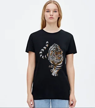  Bol T Shirt Kadın Kısa Kollu 2020 Moda Yaz Yüksek Sokak Büyük Boy Hip Hop Tişört Pamuk Tee Gömlek Elmas