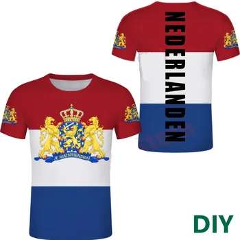  Hollanda T gömlek Ücretsiz Özel Erkekler t gömlek Tee NEDERLAND Bayrağı Amblem Tee Gömlek Özelleştirmek NL Ülke Adı Logosu Hollanda T gömlek